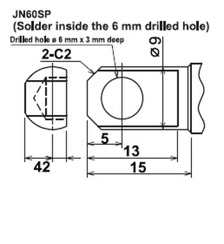 ปลายหัวแร้งซามูไร Cera cote solder tip samurai jn60sp solder inside the 6mm drilled hole